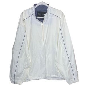 Zorrel Men’s Sz 3XL White Gray Lined 1/2 Zip Lightweight Windbreaker Jacket